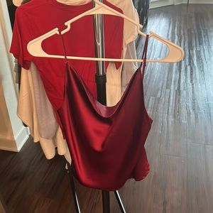 Showpo Wine Satin All The Same Top